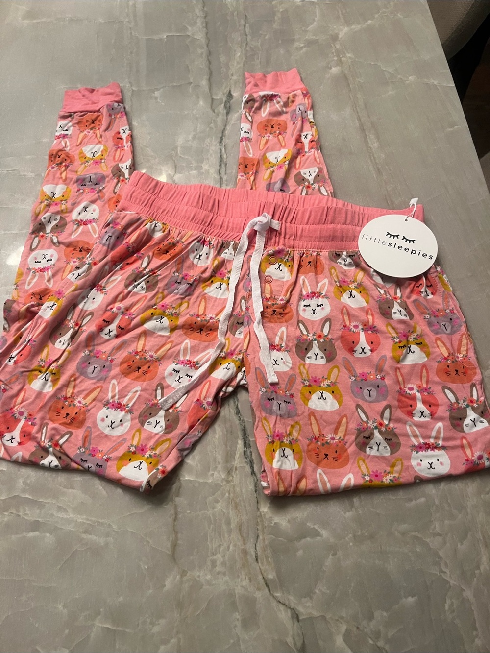 Little Sleepies Pink Bunny Face Womens Xs Pajama Pants